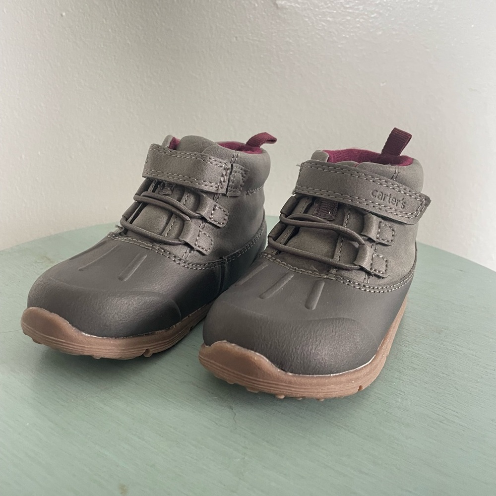 Carter's Gray and Brown Ankle Boots with Velcro Straps